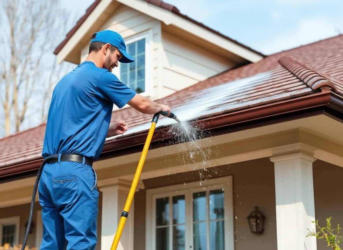 Bright clean home exterior after professional soft washing service in Ventura County