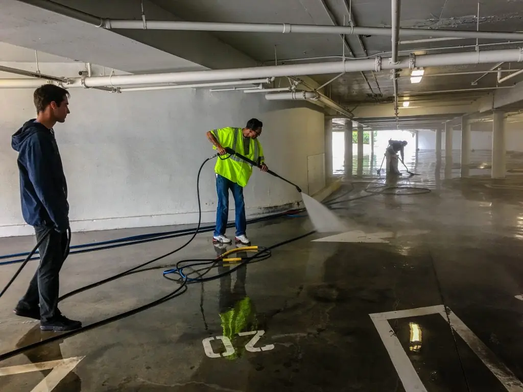 After pressure washing: clean, restored concrete driveway in Ventura County